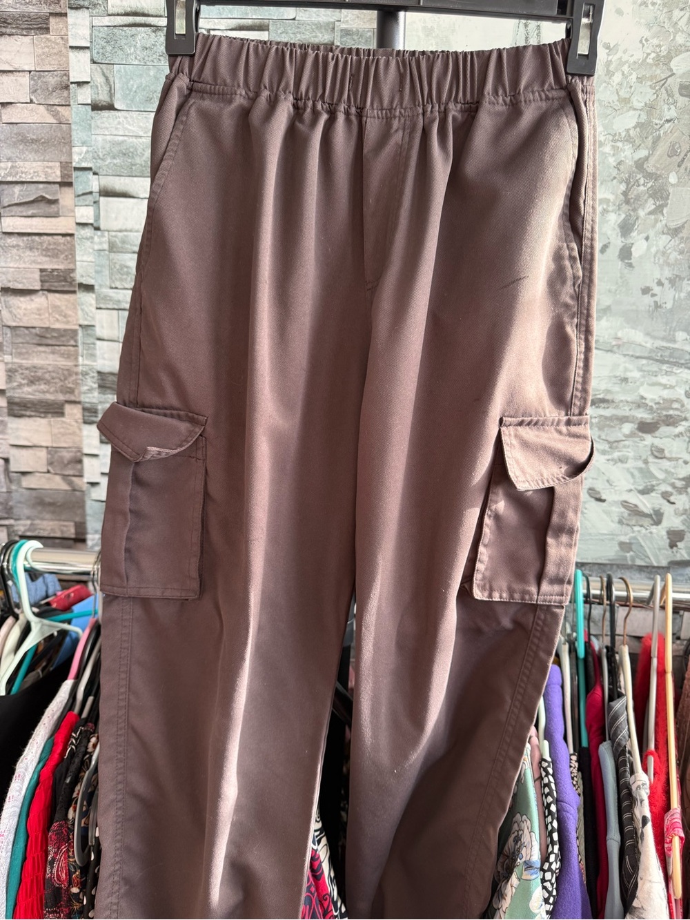 Men's Cargo Pants — Dark Brown Elastic Waist